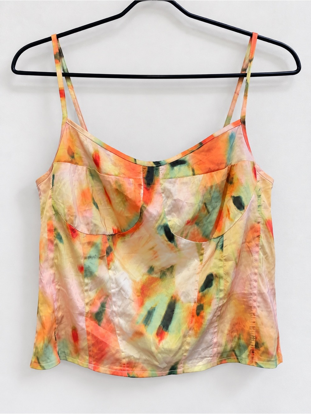 SHEIN Multicolor Watercolor Tie-Dye Satin Cami